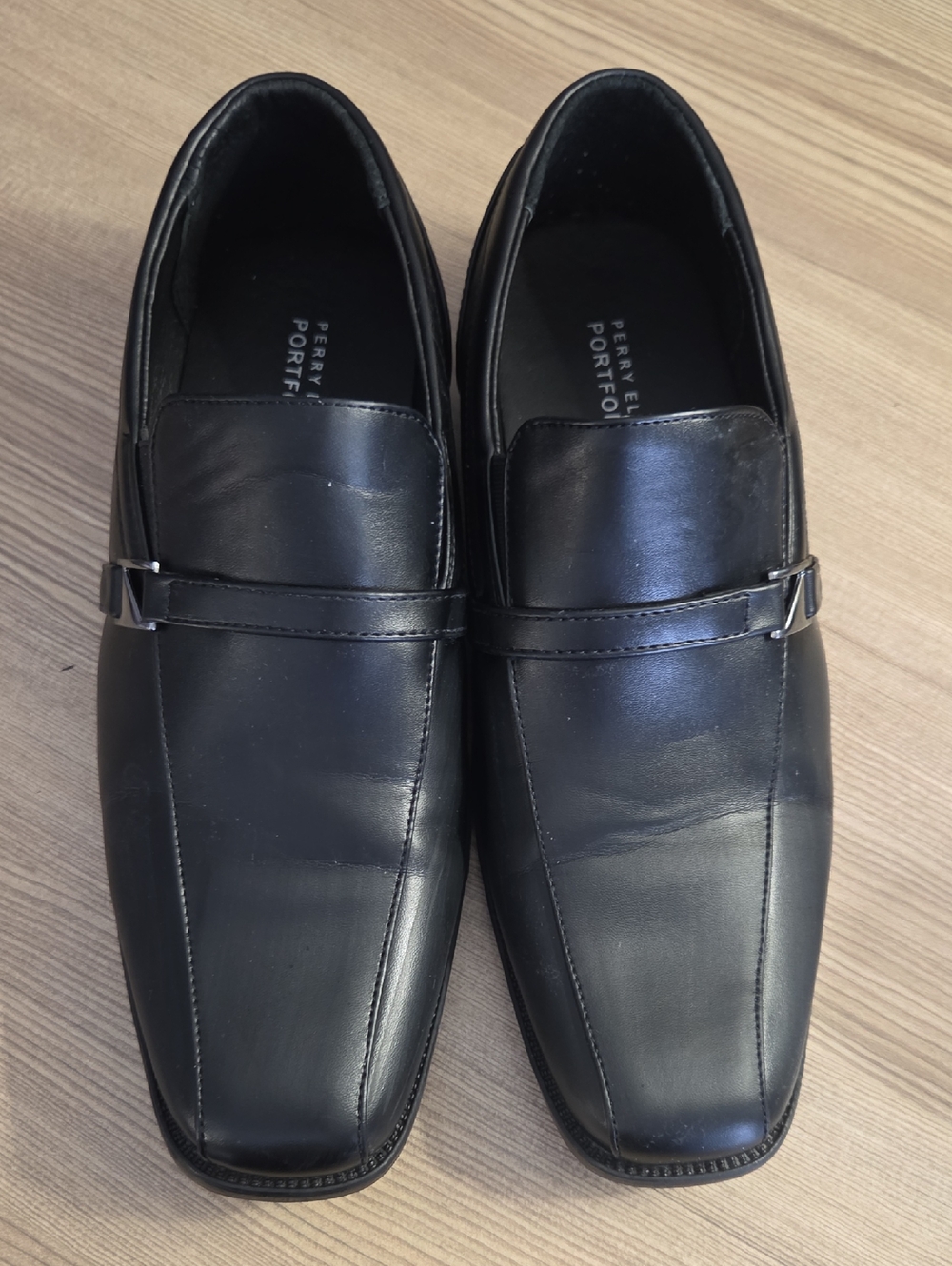 Perry Ellis Black Leather Slip-On Loafers